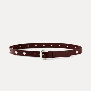 NEW Zara Red Leather Heart Belt